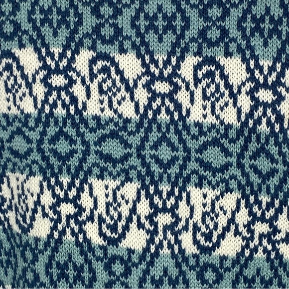 Vintage Concrete Men’s Knit Winter Sweater XL 20 Teal Blue White Geometrical. - Picture 7 of 10